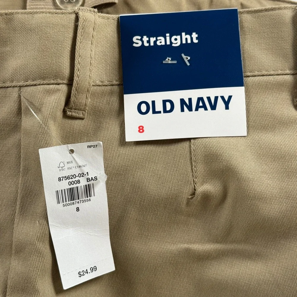 Lot of 2 Old Navy Boy's Size 8 NWT Tan Chino Pants & Blue Straight Leg Jeans